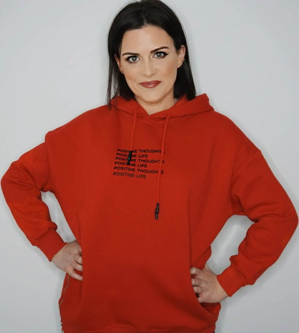 Positive Thoughts Positive Life Hoody (Red)