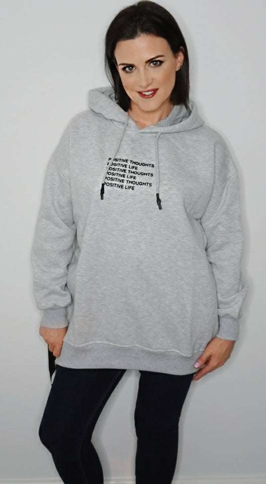 Positive Thoughts Positive Life Hoody (Grey)