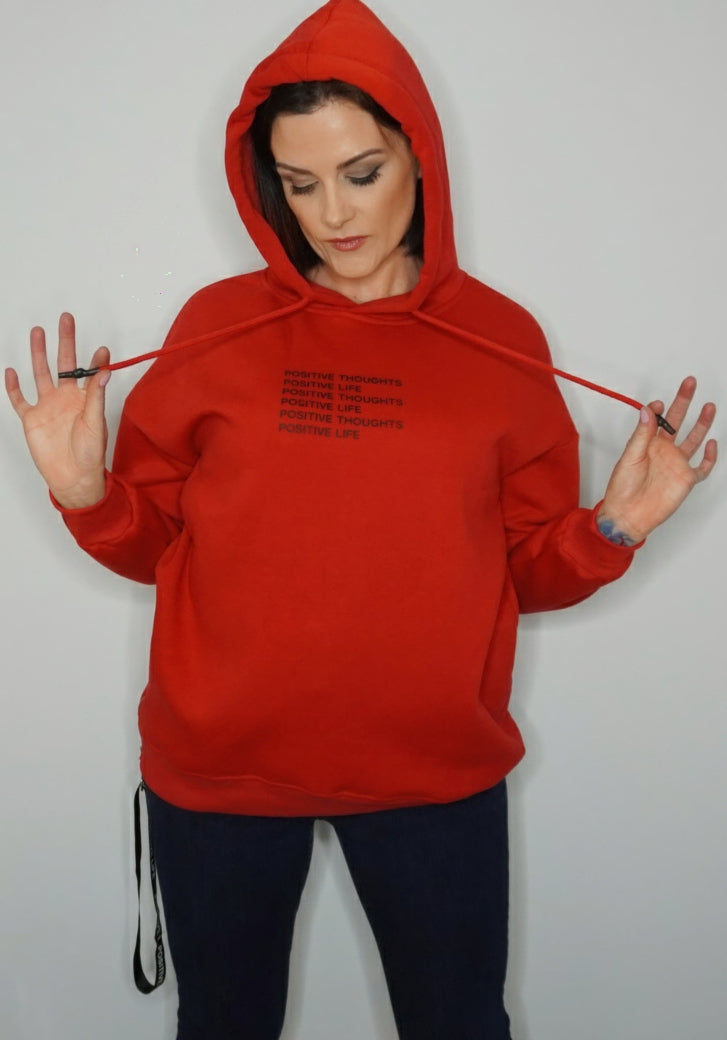 Positive Thoughts Positive Life Hoody (Red)