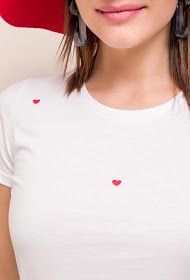 Heart Embroidered Short Sleeve Tee